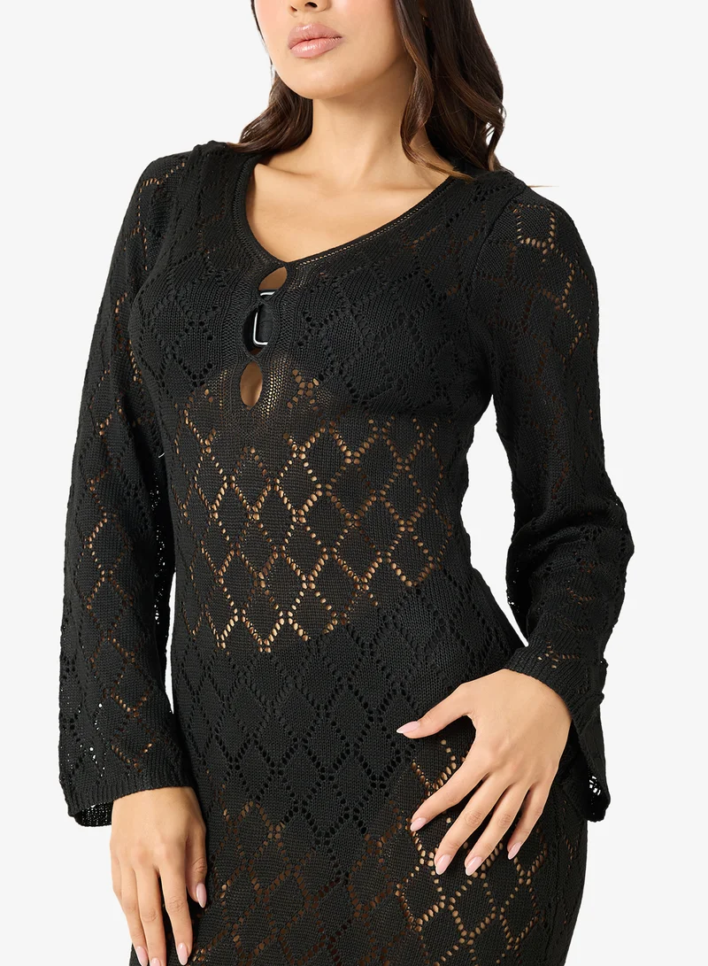 Ginger  Crochet Plunge Neck Beach Dress for Women | Best Price UAE